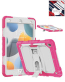 Funda antigolpes rosa fucsia para iPad 10.2 con soporte integrado, ideal para tablet Apple.