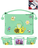 Funda tablet infantil a prueba de golpes con soporte de abeja, color cian claro, para iPad 10.2.