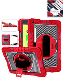 Funda roja para iPad con correa de mano giratoria 360 y soporte, compatible con modelos 10.2, Air 3, Pro 10.5.