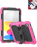 Funda iPad robusta rosa fuerte con soporte integrado, a prueba de golpes para iPad 10 (10.9") y iPad 11.