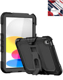 Funda negra resistente a impactos con soporte integrado para iPad 10 (2022) y iPad 11 (A16).