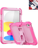 Funda tablet iPad 10.9" rosa fuerte, antichoque, con soporte integrado, ideal para uso rudo.