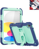 Funda rígida SlowBack azul marino y turquesa para tablet con soporte integrado, ideal para protección antichoque.