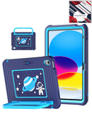 Funda Kids SpaceGrip azul oscuro para iPad 10/11 con soporte de asa, ideal para niños y protección robusta.