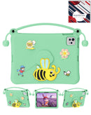 Funda infantil azul cian a prueba de golpes con soporte de abeja para iPad 10/11.