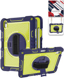 Funda 360 azul marino para iPad 10 (2022) o iPad 11 (A16) con correa de mano y soporte, ideal para protección.