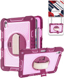Funda Hot Pink para iPad 10/11 con correa de mano giratoria 360 y soporte, SlowBack.