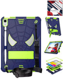 Funda rugged SpiderGrip azul marino y verde con soporte y correa para iPad 10 2022.