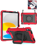 Funda protectora completa SlowBack para iPad 10.2 rojo y negro, con soporte cuadrado.