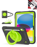 Funda antigolpes alta resistencia con soporte y ranura para lapiz iPad 10 (2022) / iPad 11 (2025) (Negro & Verde)