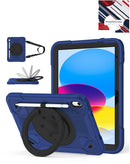 Estuche SlowBack azul oscuro para iPad 10/11 con soporte, ranura para lápiz y protección resistente a golpes.