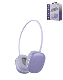 Audífonos inalámbricos y con cable SlowBack morados para niños, diadema ajustable con orejeras acolchadas.