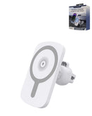 Soporte blanco para rejilla de ventilación MagSafe, carga inalámbrica 15W. Accesorio SlowBack para coche.