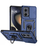 Protege tu Moto Edge 5G en Quetzaltenango con una funda híbrida azul que incluye aro metálico y protector de cámara.