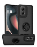 Protege tu Moto Edge 5G (2024) con esta funda negra de hard PC y soft TPU con borde colorido y I-ring Holder en Xela Quetzaltenango.