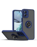 Funda azul marino para Moto Edge+ (2023) con borde colorido, soporte I-ring, PC duro y TPU suave.