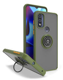 Funda verde SlowBack para Moto G Pure/Power/Play con soporte I-ring, protección híbrida PC/TPU.