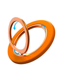 Soporte universal plegable naranja con anillo, para teléfono, sobre fondo blanco.