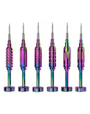 Set de 6 destornilladores de precisión MiJing Phantom 3D, puntas metálicas plateadas y mangos azules texturizados.