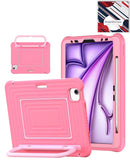 Funda SoftShield rosa para iPad Mini 6/7 con asa y soporte integrado, ideal para niños.