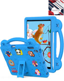 Estuche azul resistente a golpes con asa para iPad Mini 6/7 (A17 Pro), ideal para niños.