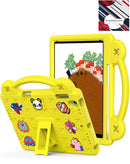 Funda SlowBack amarilla antichoque para iPad Mini 6/7, con asa, ideal para niños y protección robusta.