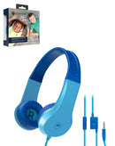 Audífonos over-ear azules Motorola JR200 para niños, con cable, diseño seguro y cómodo.