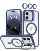Funda de silicone Transpalet y soporte de camara con lente de camara para iPhone 12/12 Pro - Azul oscuro