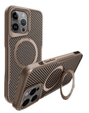 Funda de fibra de carbono magnetica con soporte GOLD iPhone 12 / 12 Pro