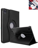 Funda negra giratoria 360 grados para iPad Pro 13 (2024) con soporte, vista frontal.