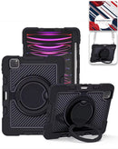 Funda protectora negra SlowBack para iPad Pro 13, con soporte giratorio y correa de hombro.