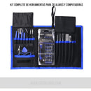 Kit completo de herramientas y desarmadores para celulares y computadoras.