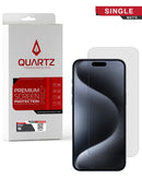 Tapa trasera QUARTZ matte para iPhone 16, vidrio templado, color negro opaco, repuesto original.