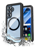 Funda transparente impermeable REDPEPPER FS Series para Samsung Galaxy S25 FE, diseño híbrido protector.