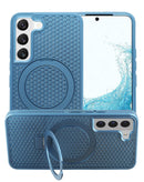 Protector con disipación de calor para Galaxy S22 en color azul con soporte, ideal para evitar el sobrecalentamiento en Quetzaltenango.