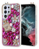 Protege tu Samsung Galaxy S23 con estilo en Quetzaltenango con esta funda dura de silicona Crystal Flower Perfume color HOT PINK.