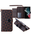 Compra la mejor funda wallet para Samsung Galaxy S23 Plus con un diseño geométrico triángular de color café en Xela Quetzaltenango.