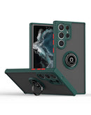 Funda Dark Green Galaxy S24 Ultra Hard PC y Soft TPU con borde colorido y soporte I-ring.