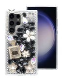 Protege tu Galaxy S24 Ultra con estilo con la funda de silicona Crystal Flower Perfume Hard Case en color negro en Xela Quetzaltenango.