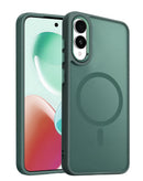 Funda magnética verde oscuro para Samsung Galaxy S25E con carga inalámbrica, protección elegante.