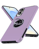 Carcasa doble capa púrpura con anillo magnético para Samsung, protección robusta y soporte manos libres.
