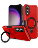 Protege tu Galaxy S25E con esta funda rígida antichoque con soporte de anillo en color rojo en Xela, Quetzaltenango.