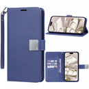 Funda elegante de cuero con correa para la muneca Galaxy S25 Ultra azul