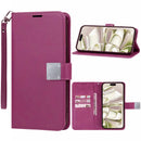 Funda billetera elegante de cuero con correa de muneca Samsung Galaxy S25 Ultra PINK