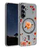 Funda magnética floral negra para Samsung Galaxy S26, diseño elegante con patrón de flores y protección duradera.