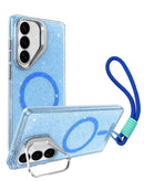 Protege tu Samsung Galaxy S26 con estilo en Xela Quetzaltenango con la Funda MagSafe con correa de muñeca en color azul.