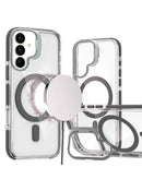 Funda magnética delgada transparente para Samsung Galaxy S26, con bordes negros, protección elegante.