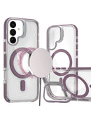 Funda magnética transparente delgada con soporte para cámara y kickstand para Galaxy S26 en Quetzaltenango.