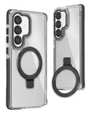 Protege tu Samsung Galaxy S26 con estilo en Xela Quetzaltenango con esta funda transparente magnética y delgada con soporte para cámara en color negro.
