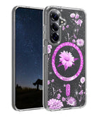 Funda magnética floral rosa intenso para Samsung Galaxy S26 Plus, diseño elegante y protección duradera.